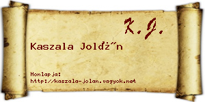 Kaszala Jolán névjegykártya